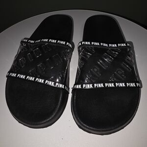 PINK Victoria's Secret Black And Clear Slides